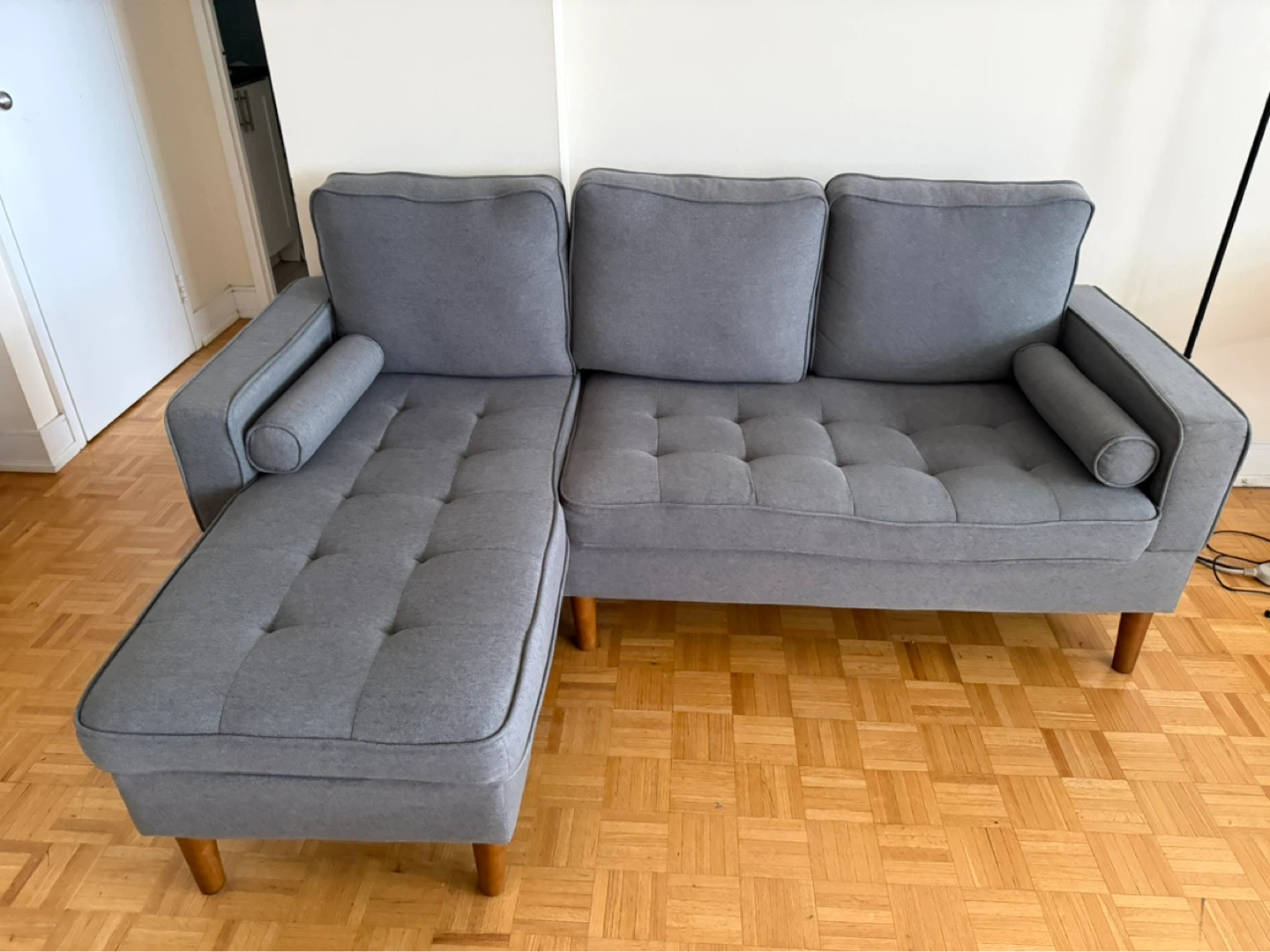 Grey L-Shaped Sectional Sofa / Couch - photo 3