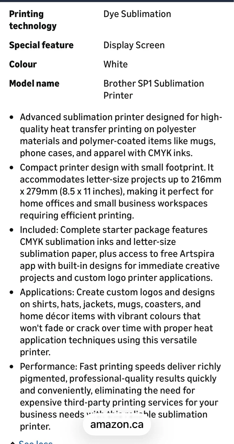 Brother SP1 Sublimation Printer - photo 5