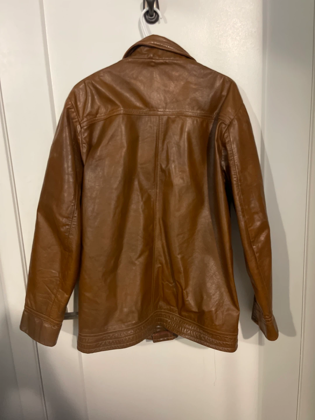 Size 42 Vintage Delong Brown Leather Jacket - photo 4