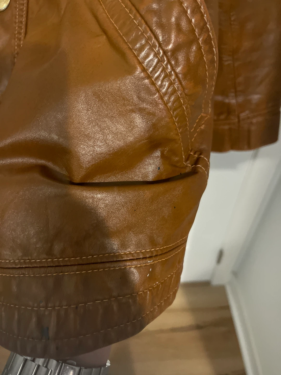Size 42 Vintage Delong Brown Leather Jacket - photo 2