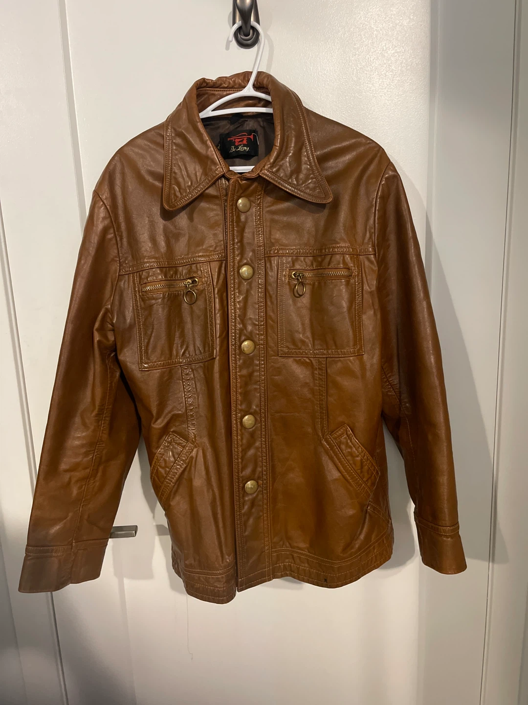 Size 42 Vintage Delong Brown Leather Jacket