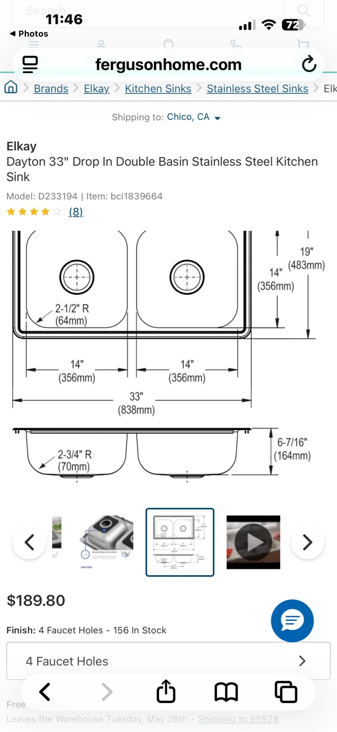Elkay Dayton 33" Double Basin Stainless Steel Kitchen Sink - photo 2