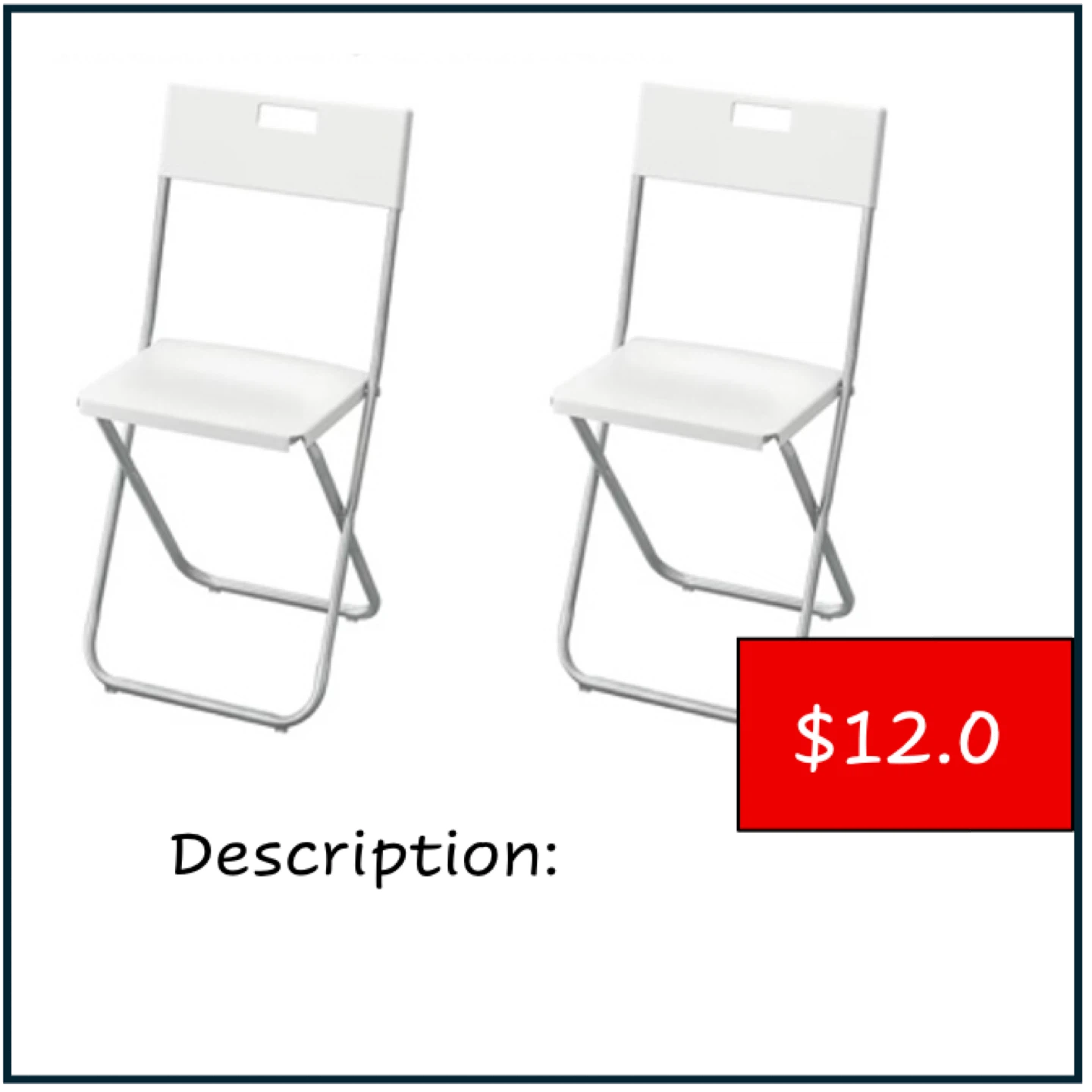 Two White Folding Chairs