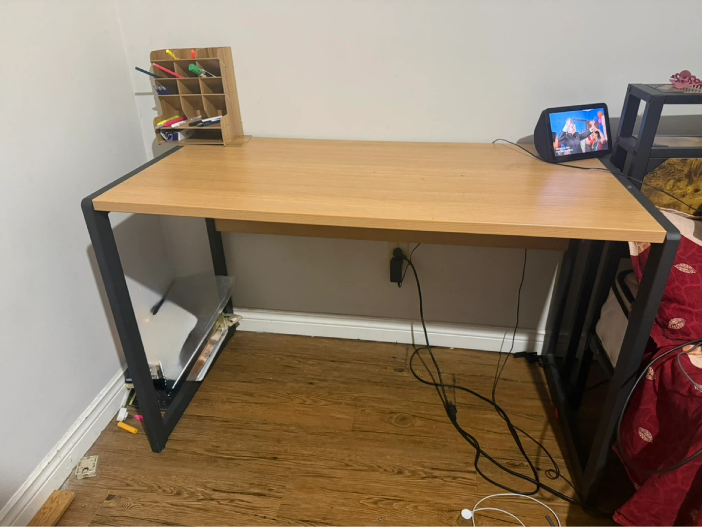 Wooden Top Desk with Black Metal Frame