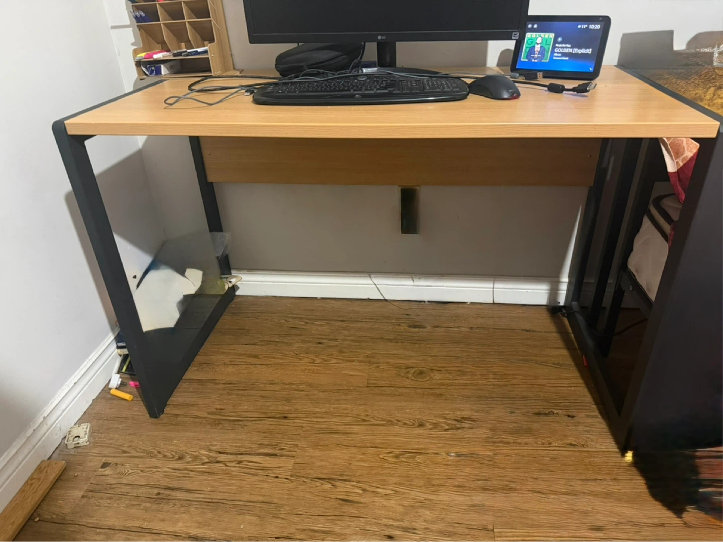Wooden Top Desk with Black Metal Frame - photo 2