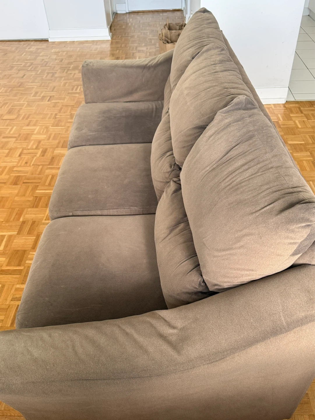 Brown Three-Seater Sofa