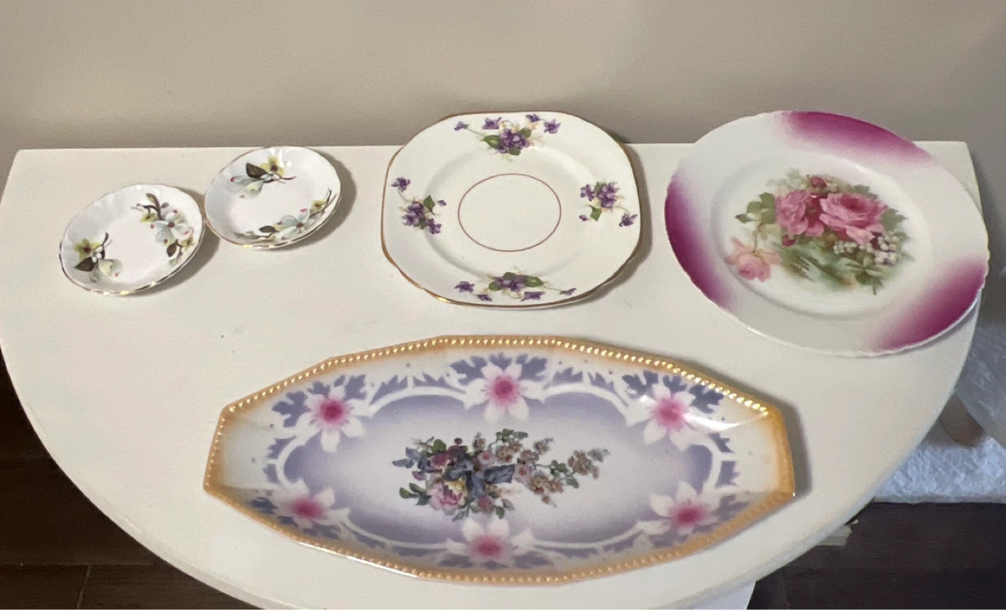 Vintage Floral China Plates & Serving Dish Lot
