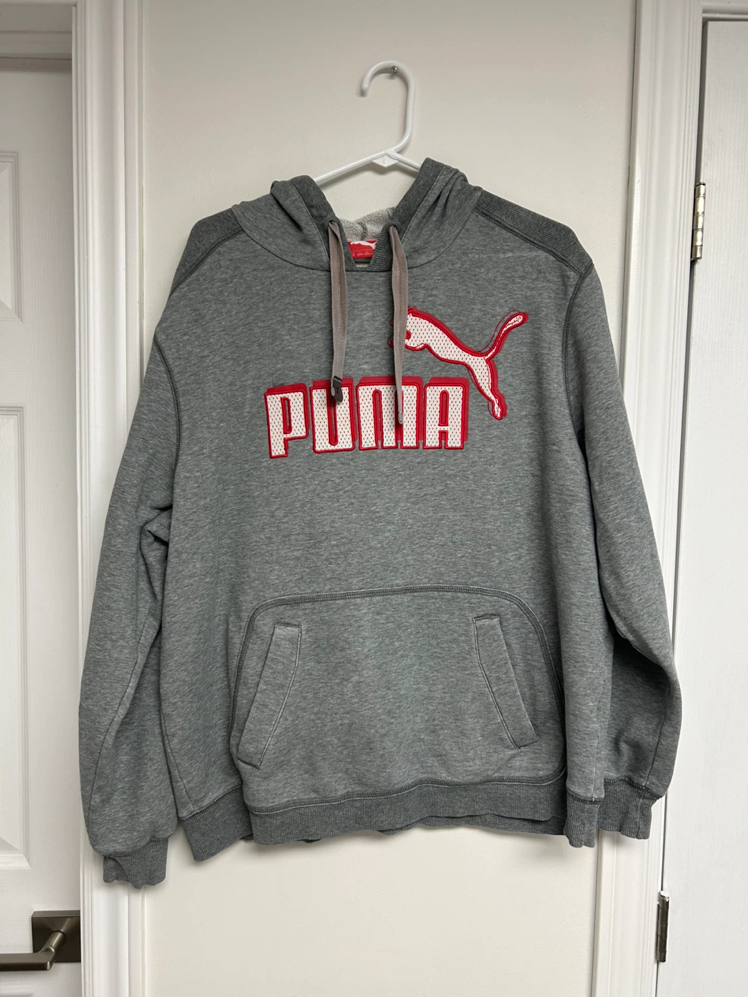 Puma Grey Hoodie with Red Logo - XL