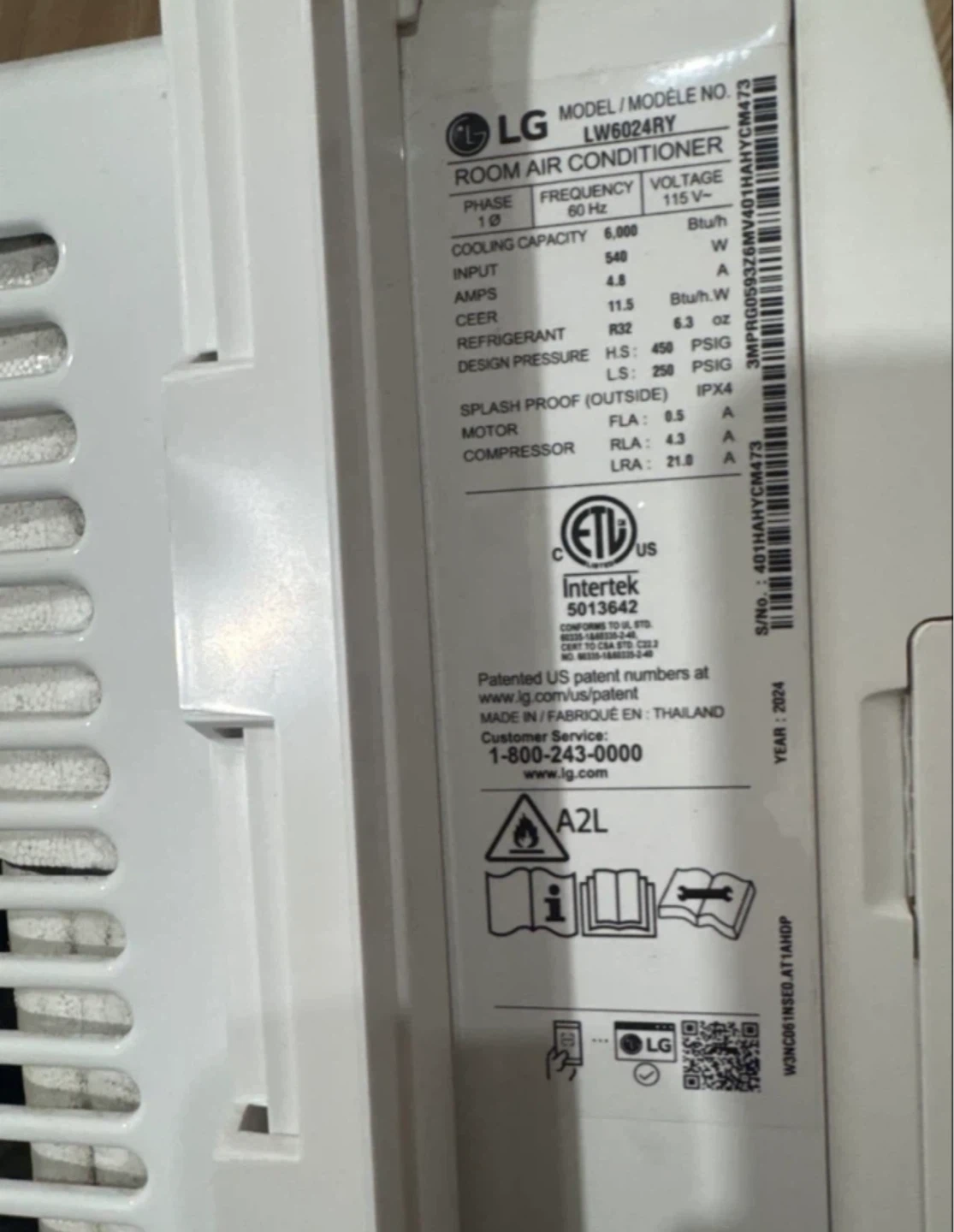 LG LW0802RY Room Air Conditioner