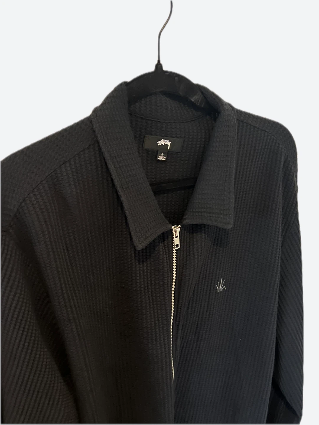 Stüssy Waffle Knit Zip Shirt ‘Black’ - photo 3