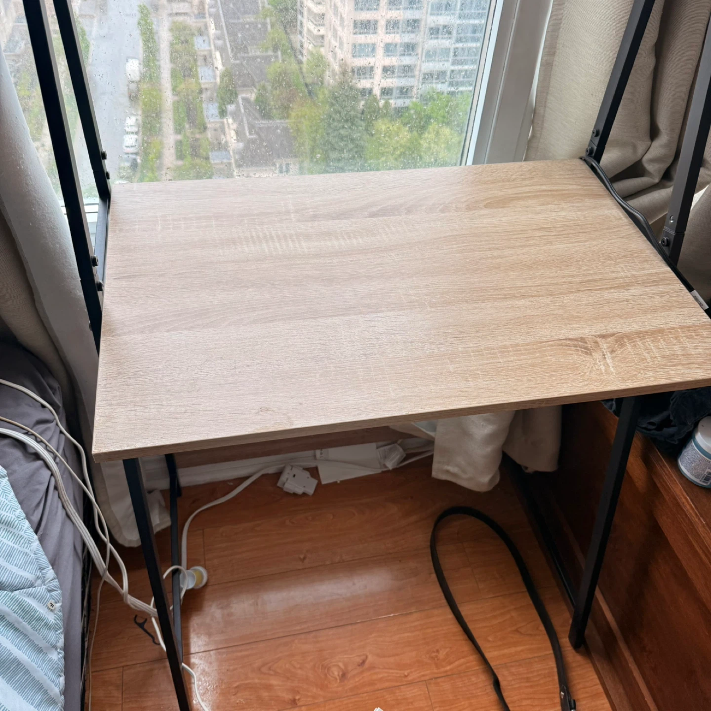 Wood Grain Folding Desk with Shelf - photo 2