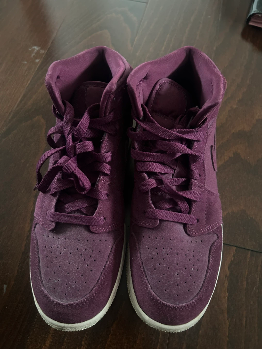 Air Jordan 1 Mid Burgundy Suede Sneakers