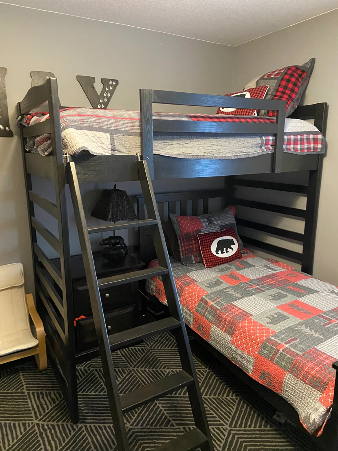 Black Twin bunk bed