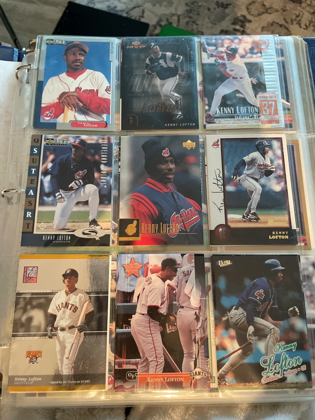 Collection of Kenny Lofton and Curt Schilling Baseball Cards