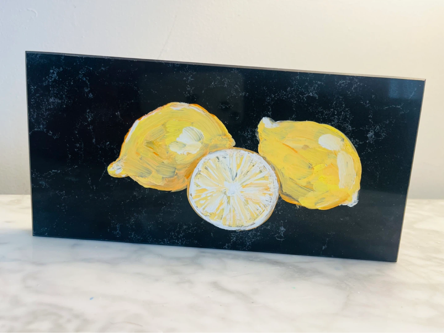 Hand-painted Lemon Art on Polished Stone - photo 4