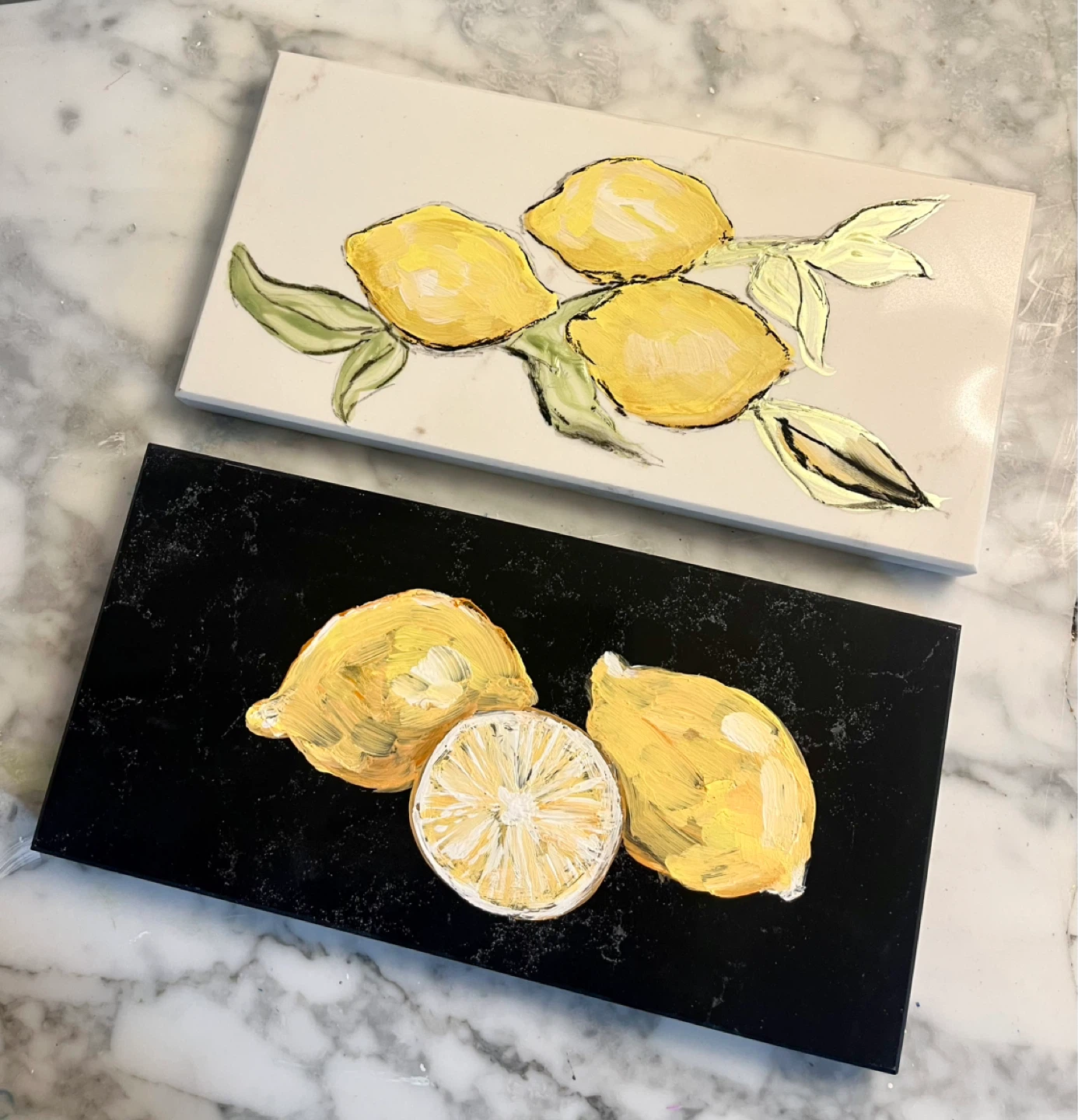 Hand-painted Lemon Art on Polished Stone - photo 3