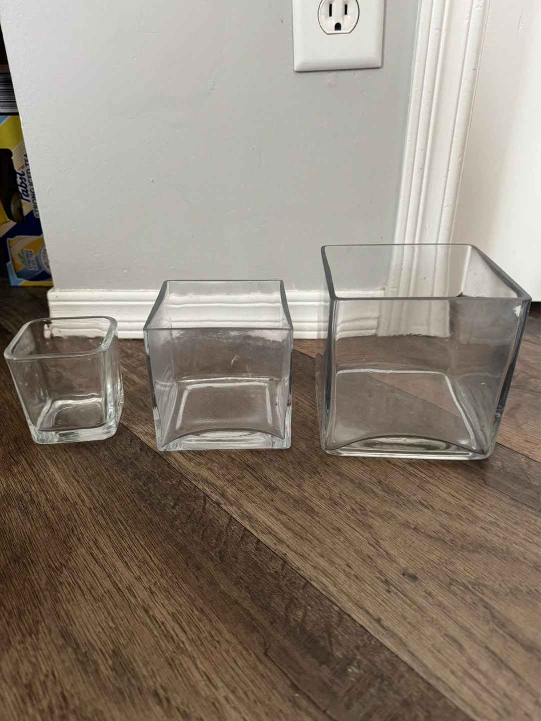 Set of 3 Square Glass Vases