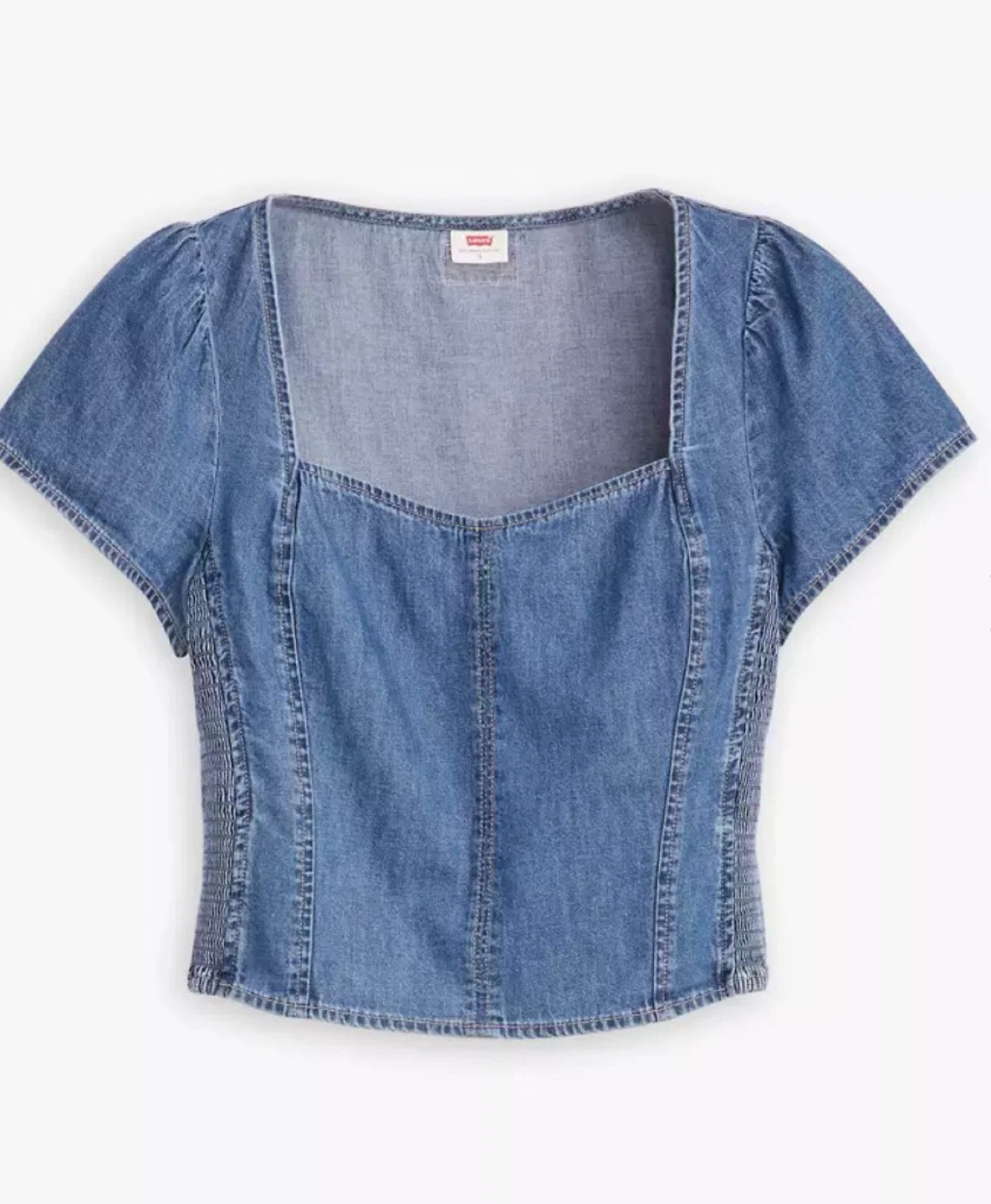 Levi's Women's Denim Square Neck Puff Sleeve Top XS