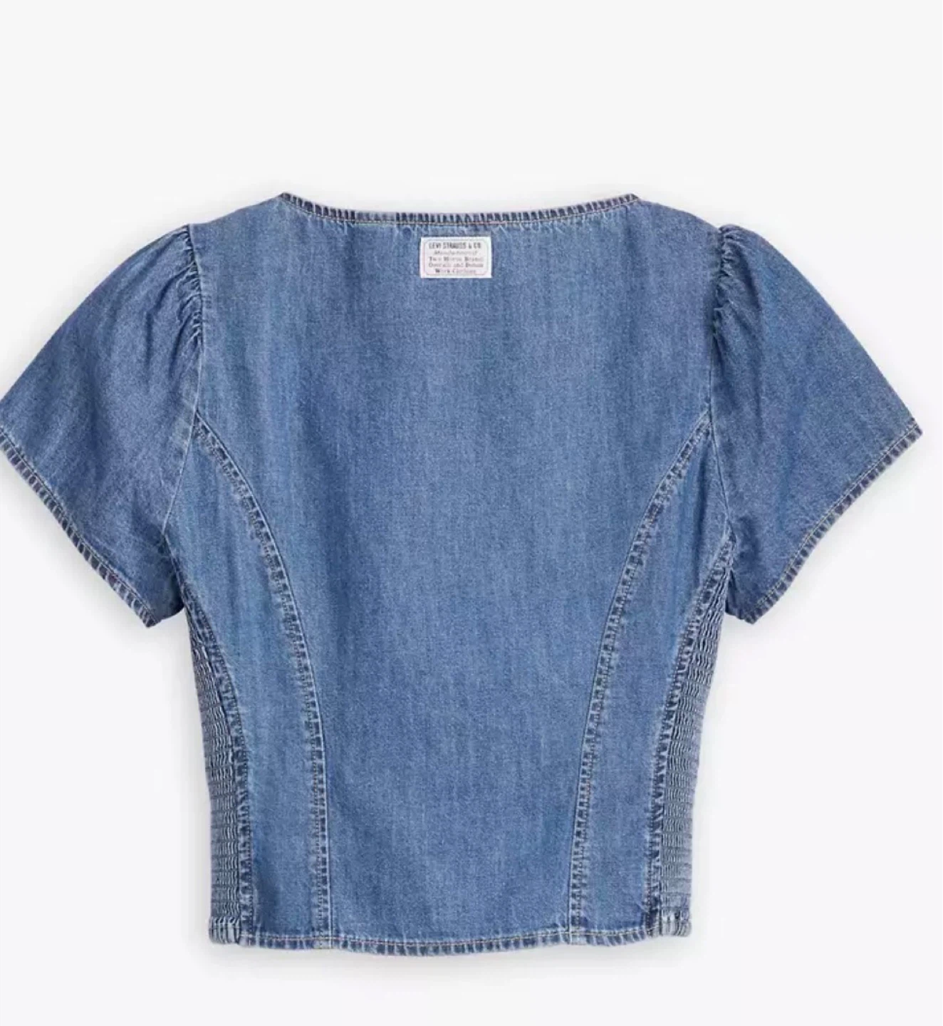 Levi's Women's Denim Square Neck Puff Sleeve Top XS - photo 2
