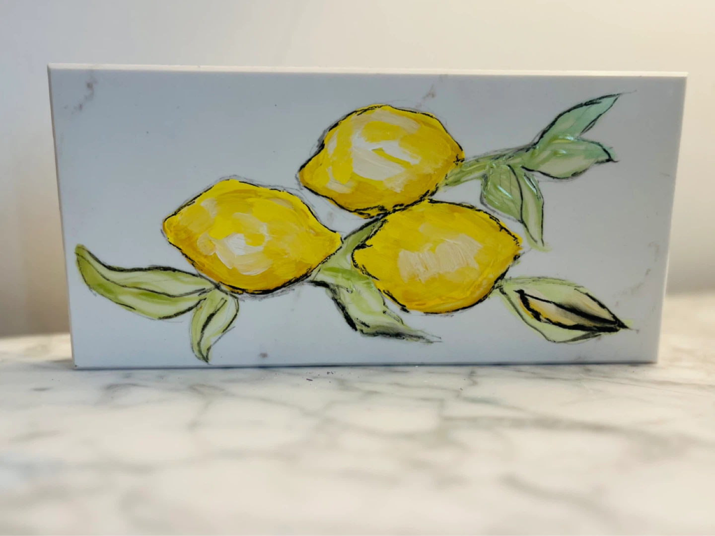 Decorative Stone with Lemon Artwork
