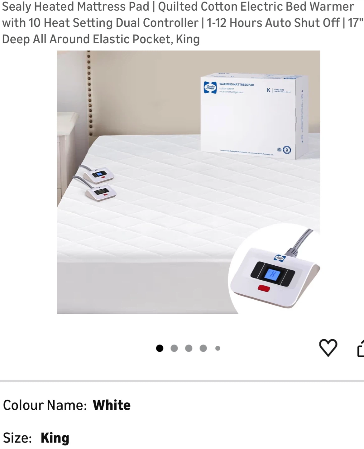 Sealy King Heated Mattress Pad Electric Bed Warmer HTK