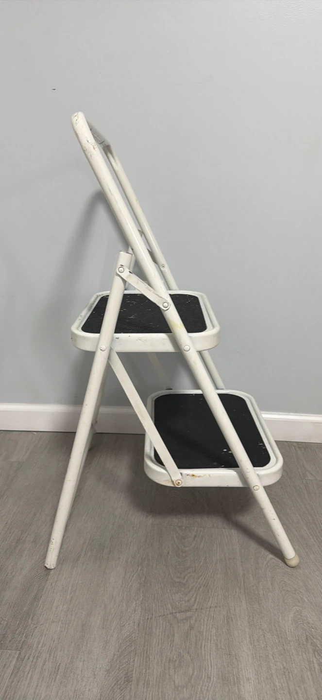 White 2-Step Folding Step Stool Ladder - photo 2