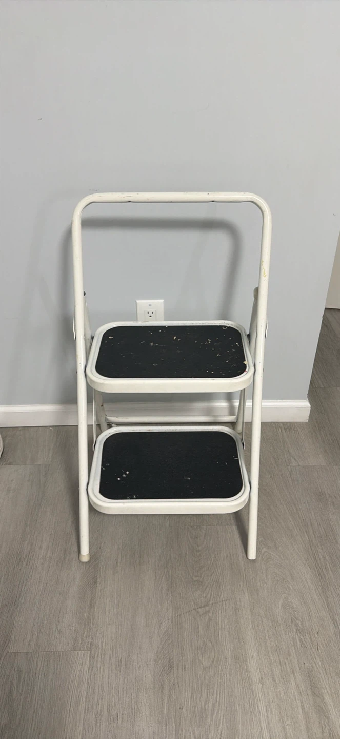 White 2-Step Folding Step Stool Ladder - photo 3