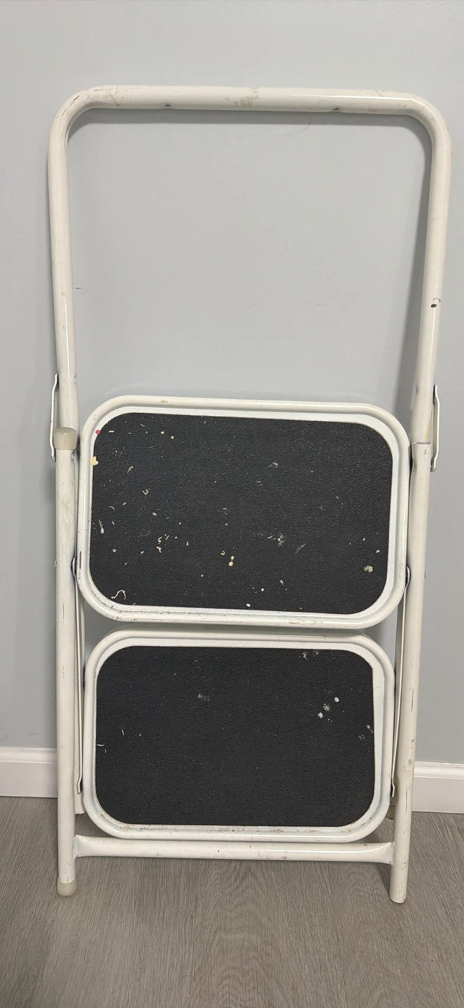 White 2-Step Folding Step Stool Ladder