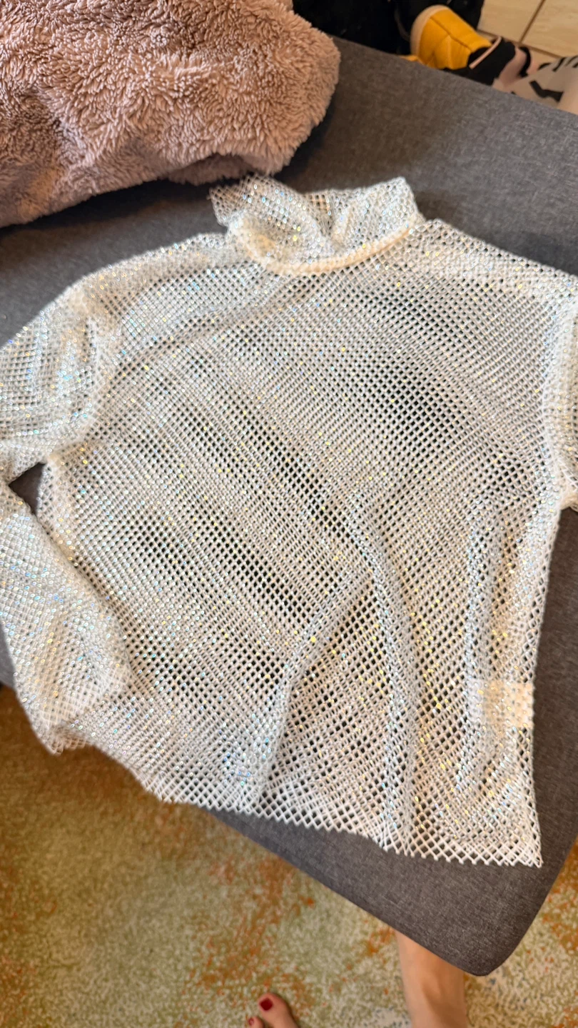Sparkly Turtleneck Top with Rhinestones size M - photo 4