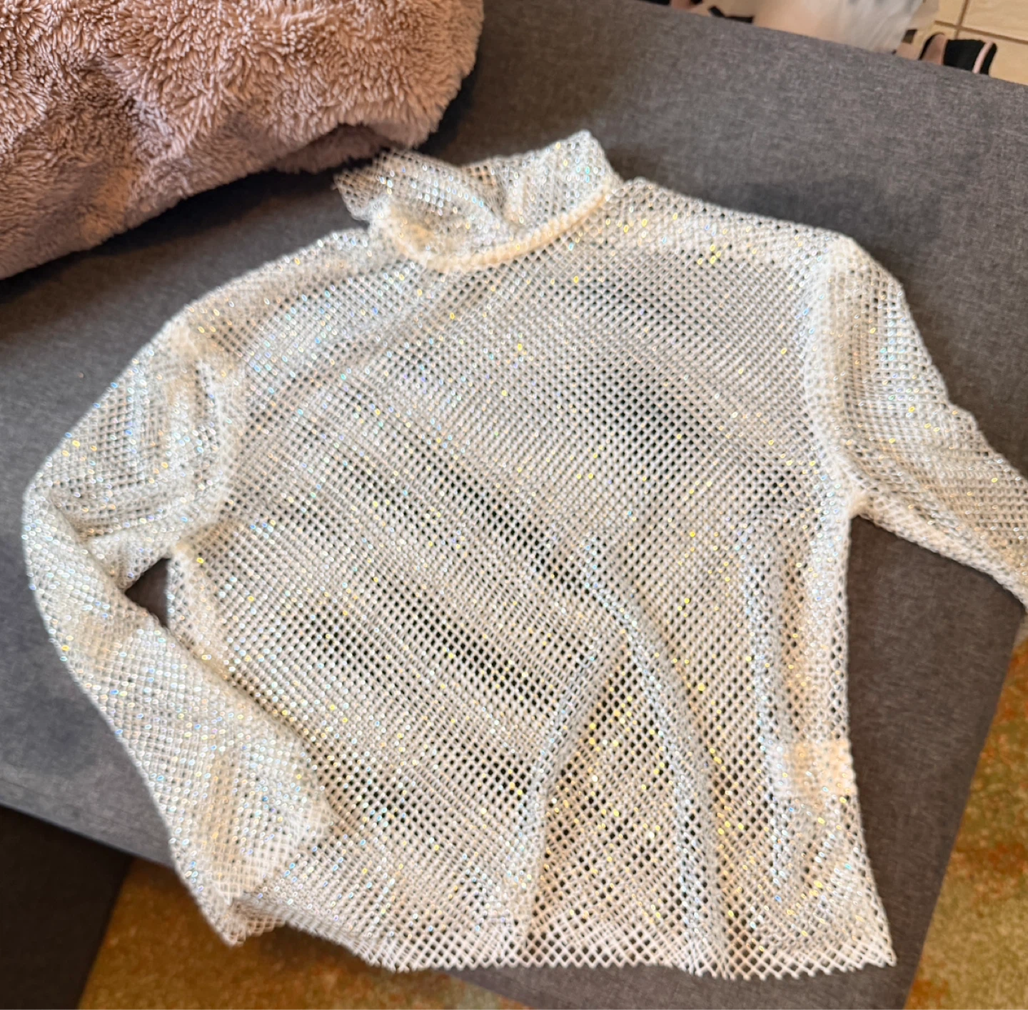 Sparkly Turtleneck Top with Rhinestones size M