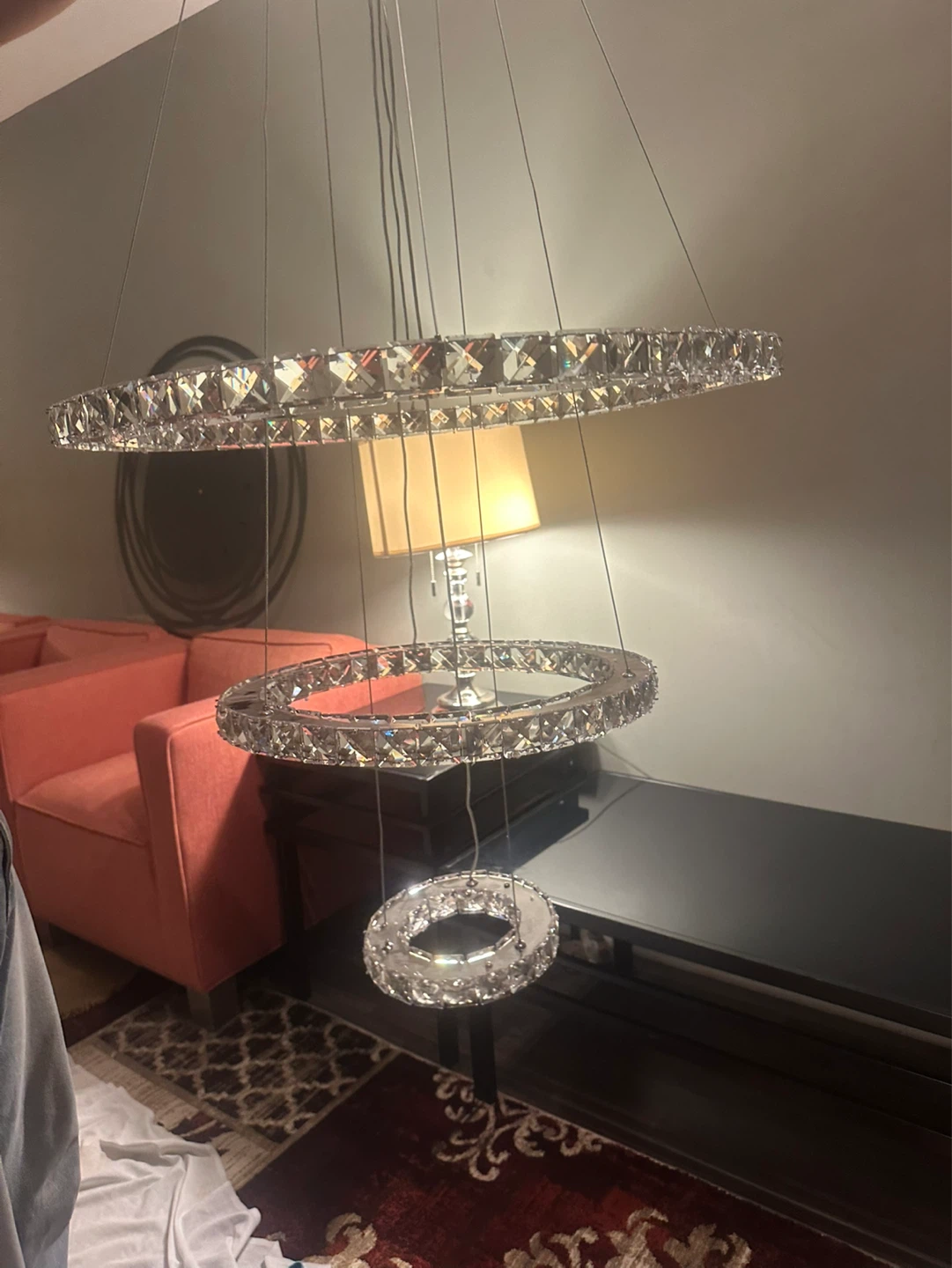 SEFINN FOUR LED Crystal Chandelier 3 Rings Pendant Light