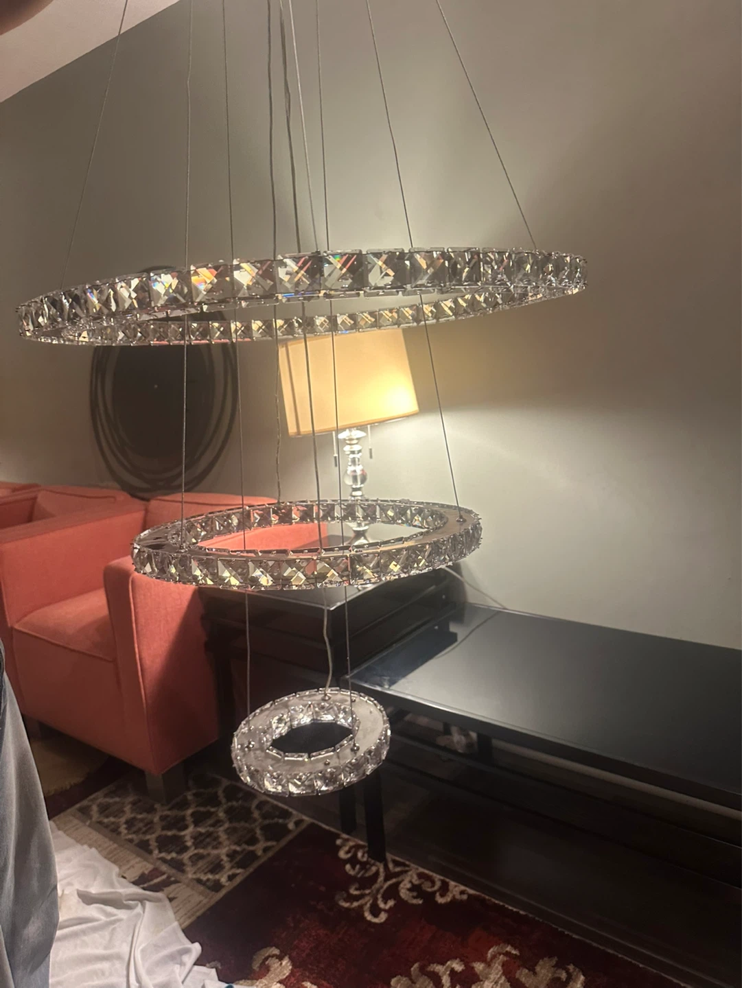 SEFINN FOUR LED Crystal Chandelier 3 Rings Pendant Light - photo 2