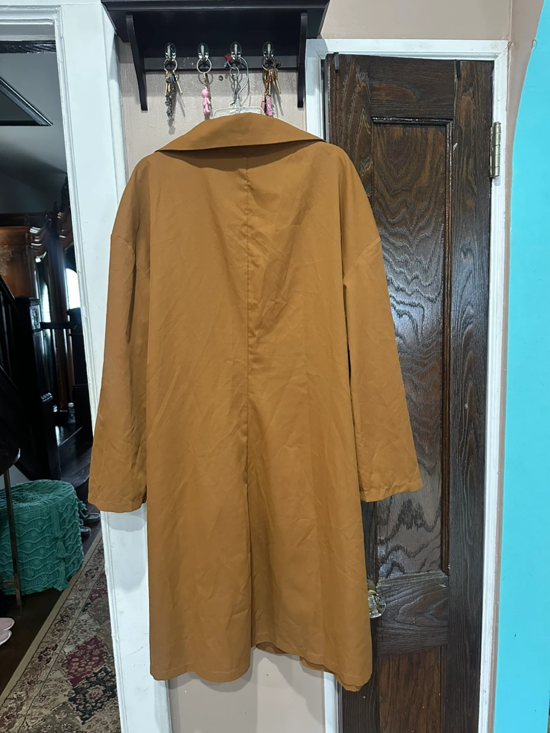 Women's Camel Trench Coat with Self-Tie Belt - photo 4