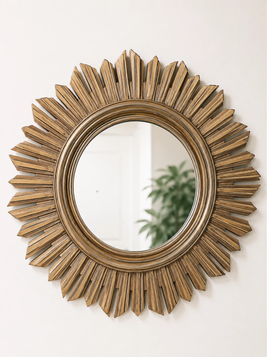 Sunburst Wall Mirror Decor - Gold Finish - photo 2