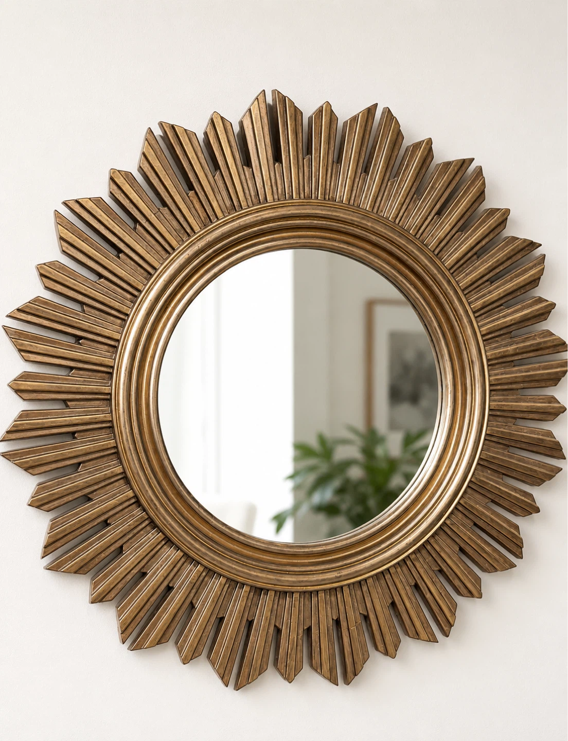 Sunburst Wall Mirror Decor - Gold Finish