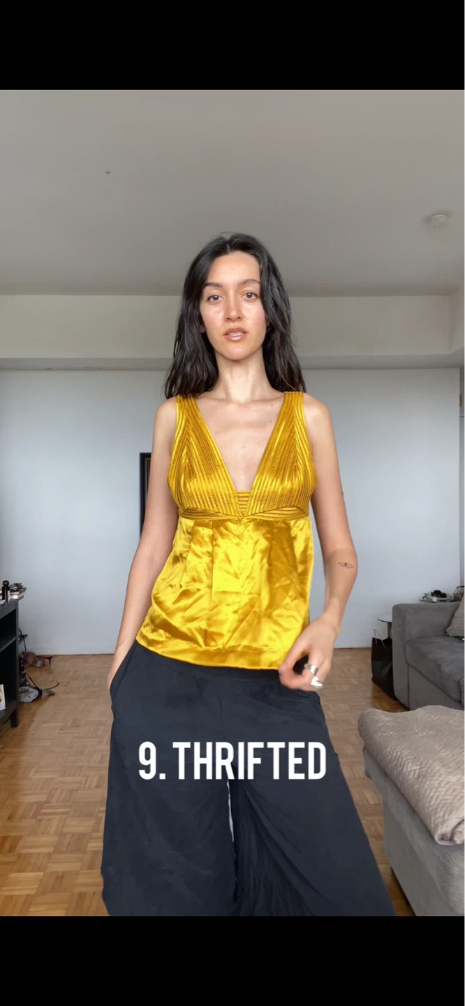 Yellow V-Neck satin Halter Top