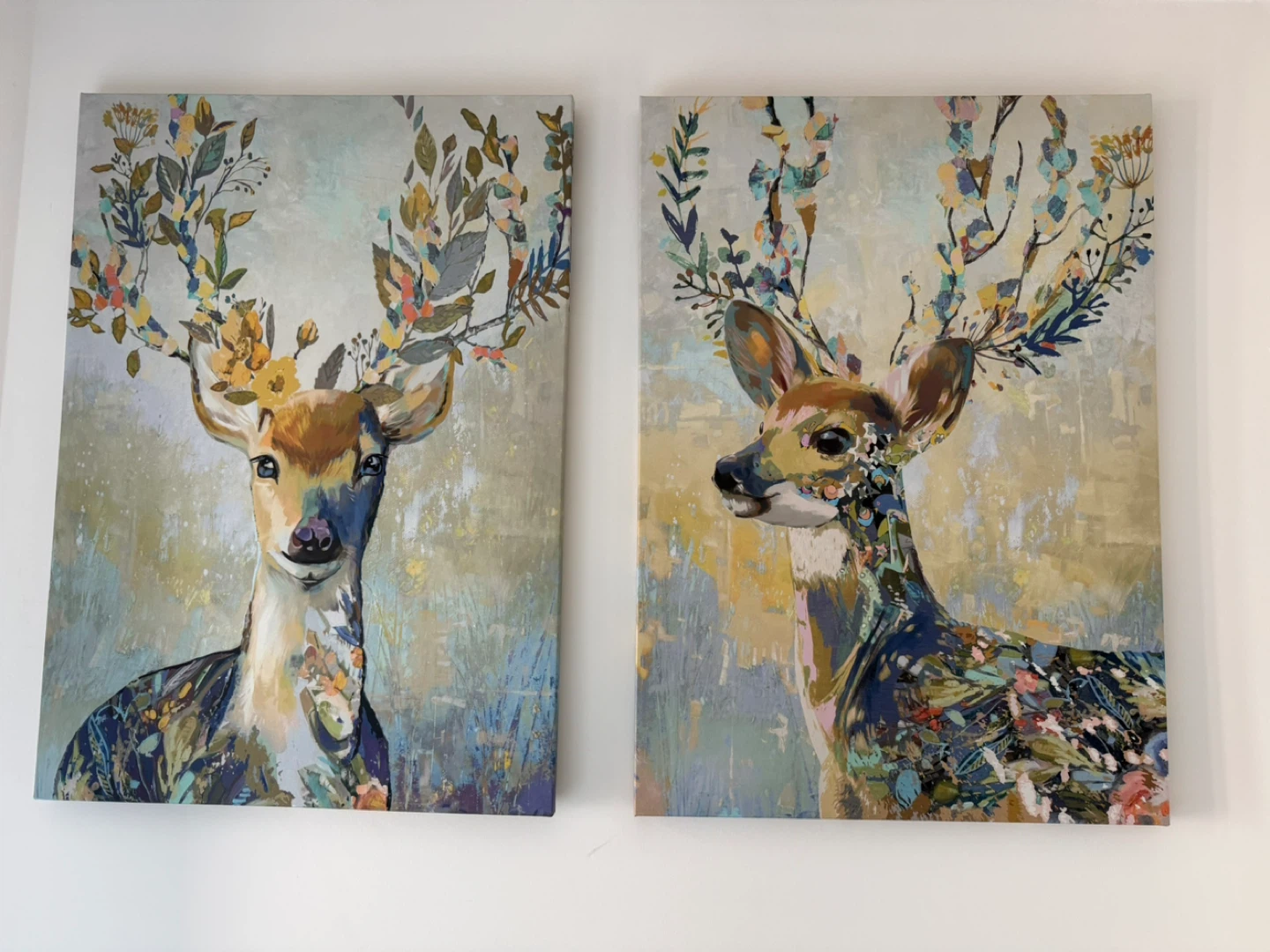 Set of 2 Deer Wall Art Canvases