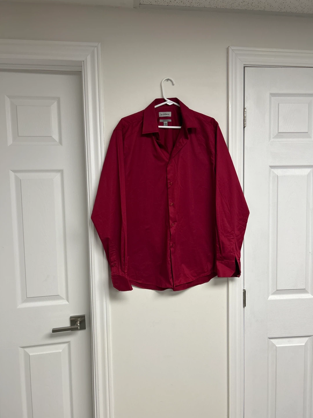 Le Château Red Dress Shirt Size M