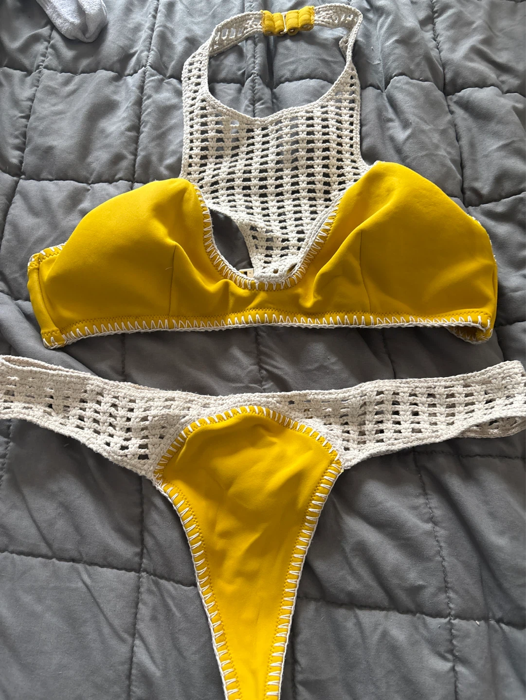 Yellow Crochet Trim Bikini