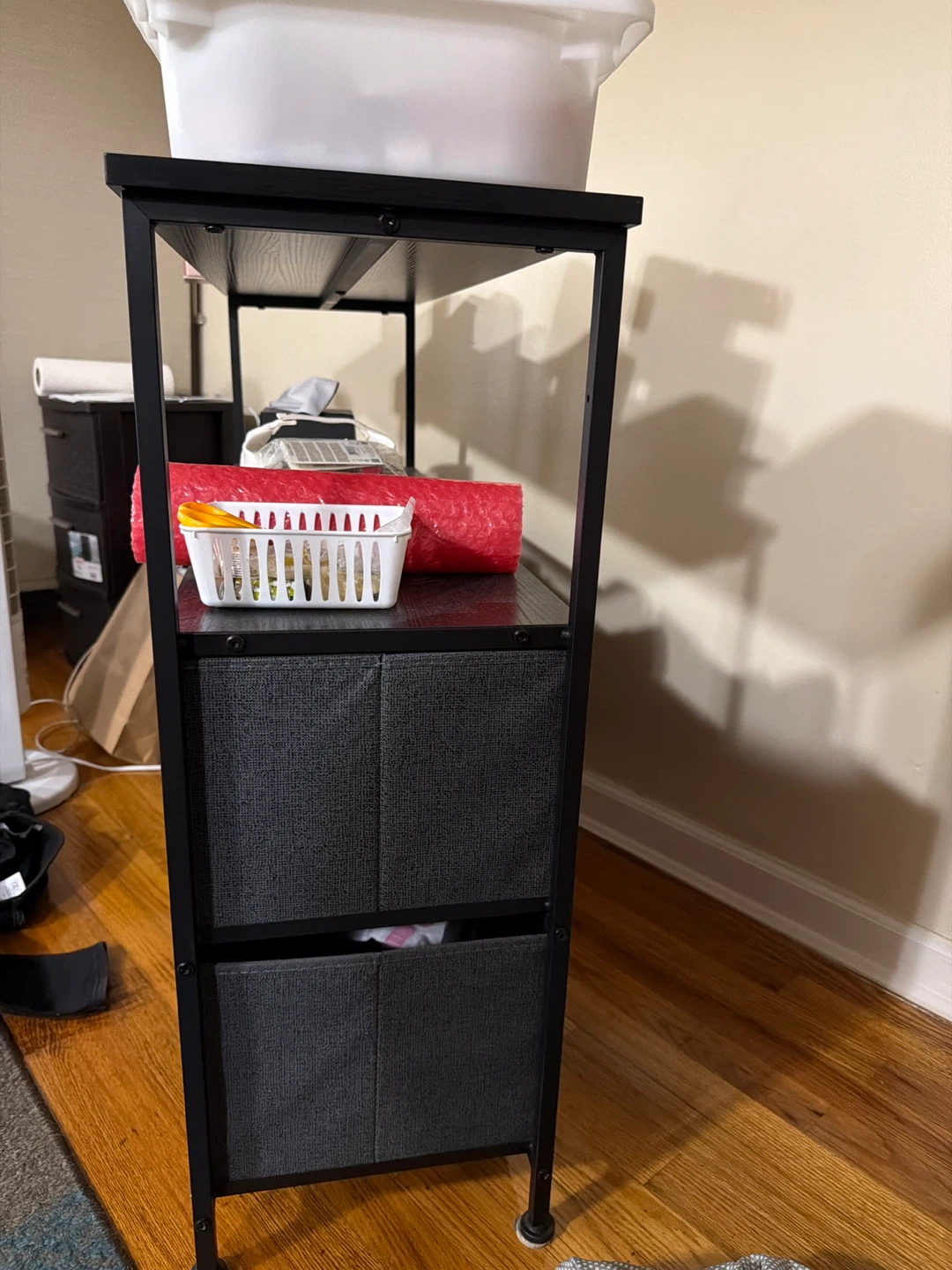Grey Fabric Drawer Dresser with Black Metal Frame - photo 2