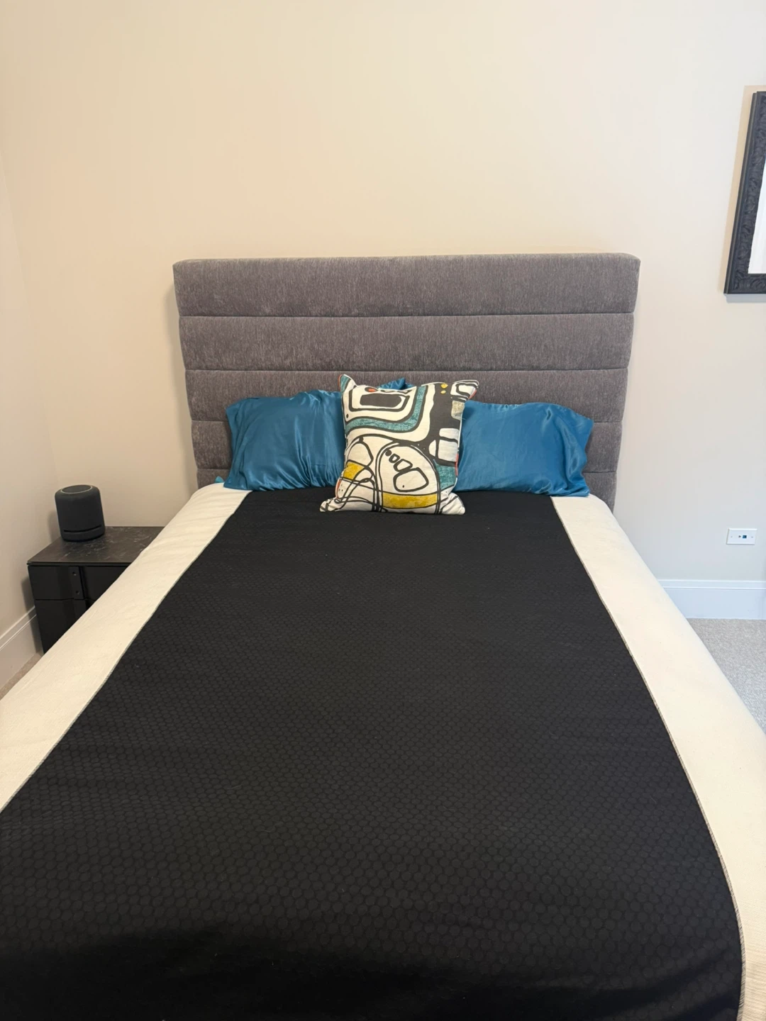 Queen Upholstered Platform Bed Frame with Drawers - photo 2