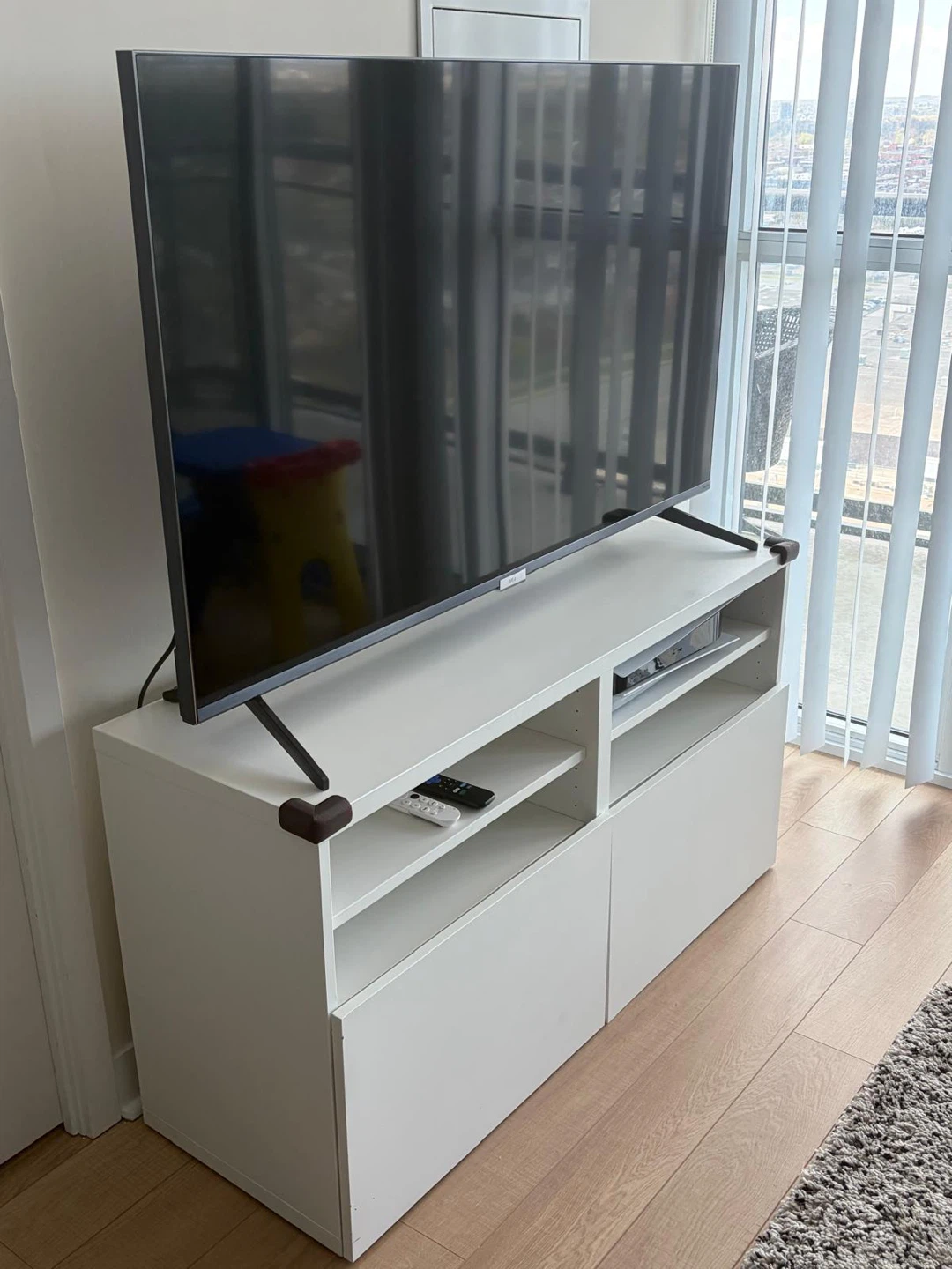 White TV Stand with Storage - photo 2