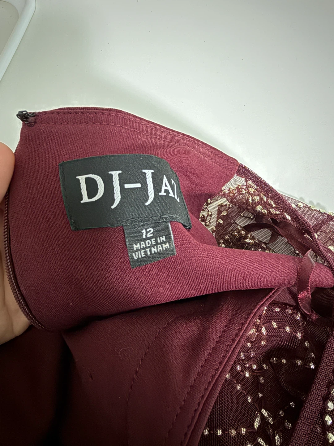 DJ&J Brand Burgundy Beaded Neckline Dress - Size 12 - photo 3
