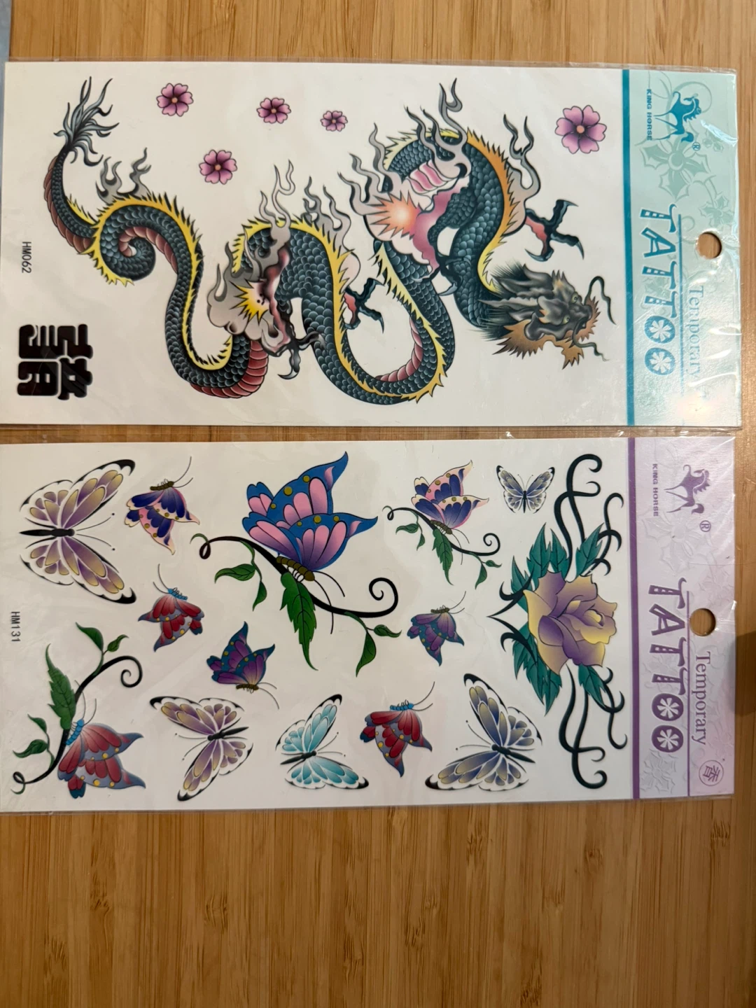 Temporary Tattoos - Dragon & Butterfly Designs