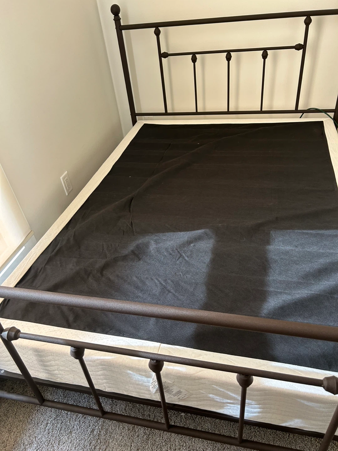 Dark Brown Metal Bed Frame with Mattress - photo 3