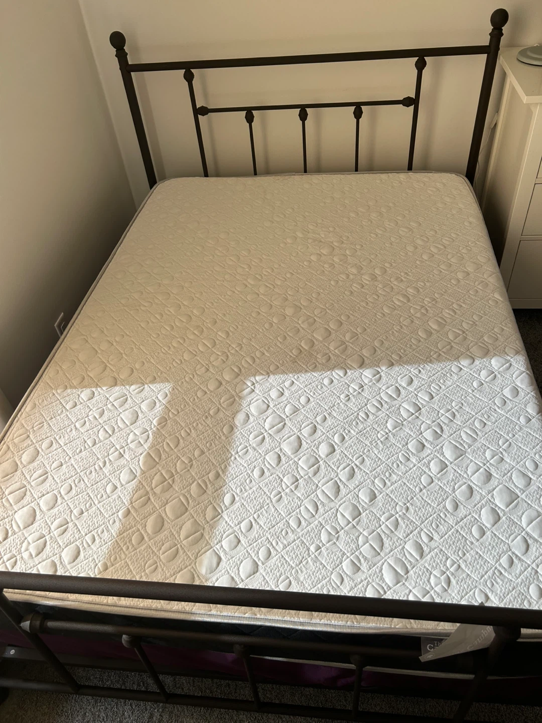 Dark Brown Metal Bed Frame with Mattress - photo 2