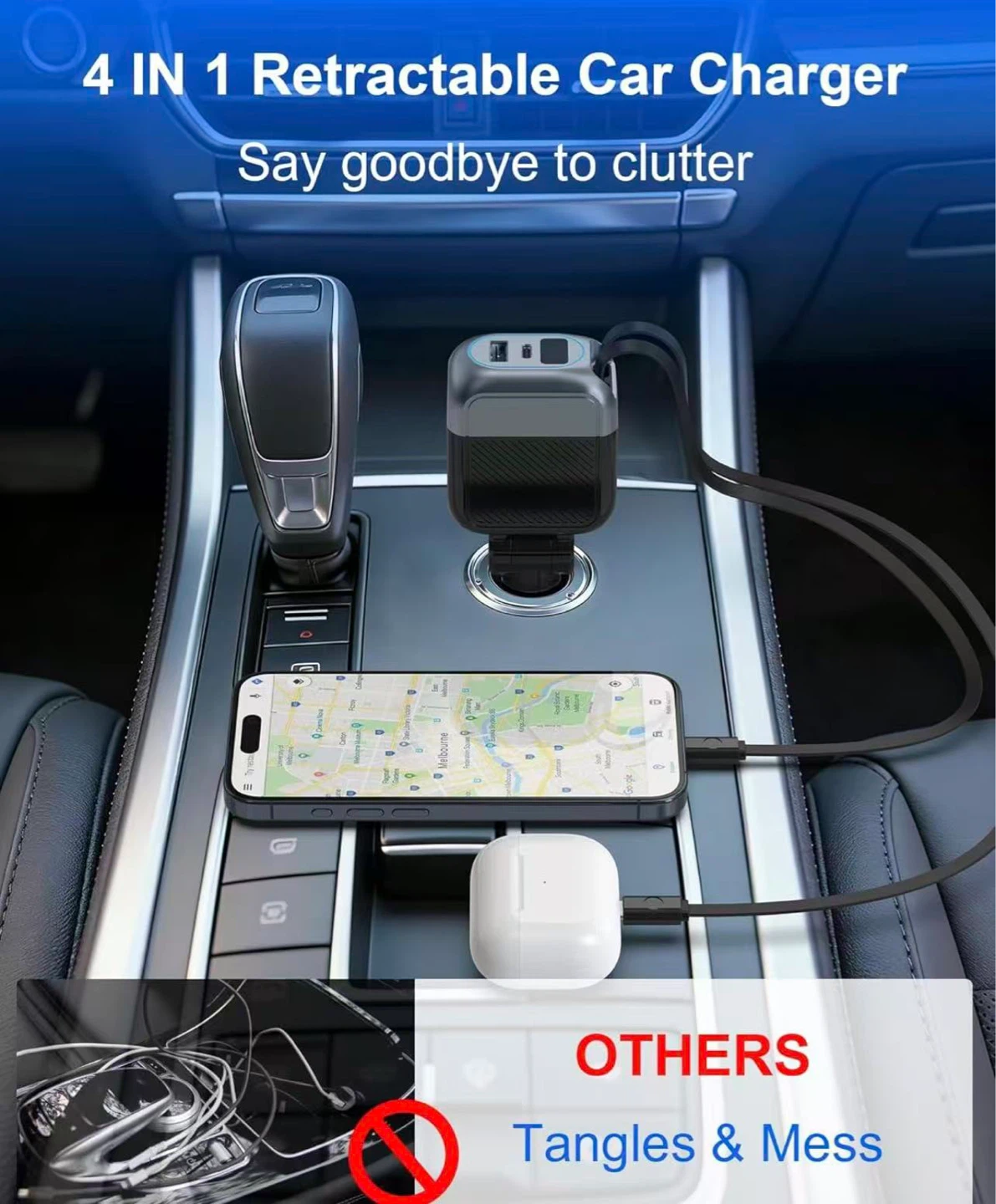 4-in-1 Retractable Car Charger with 87W Max Output - photo 5