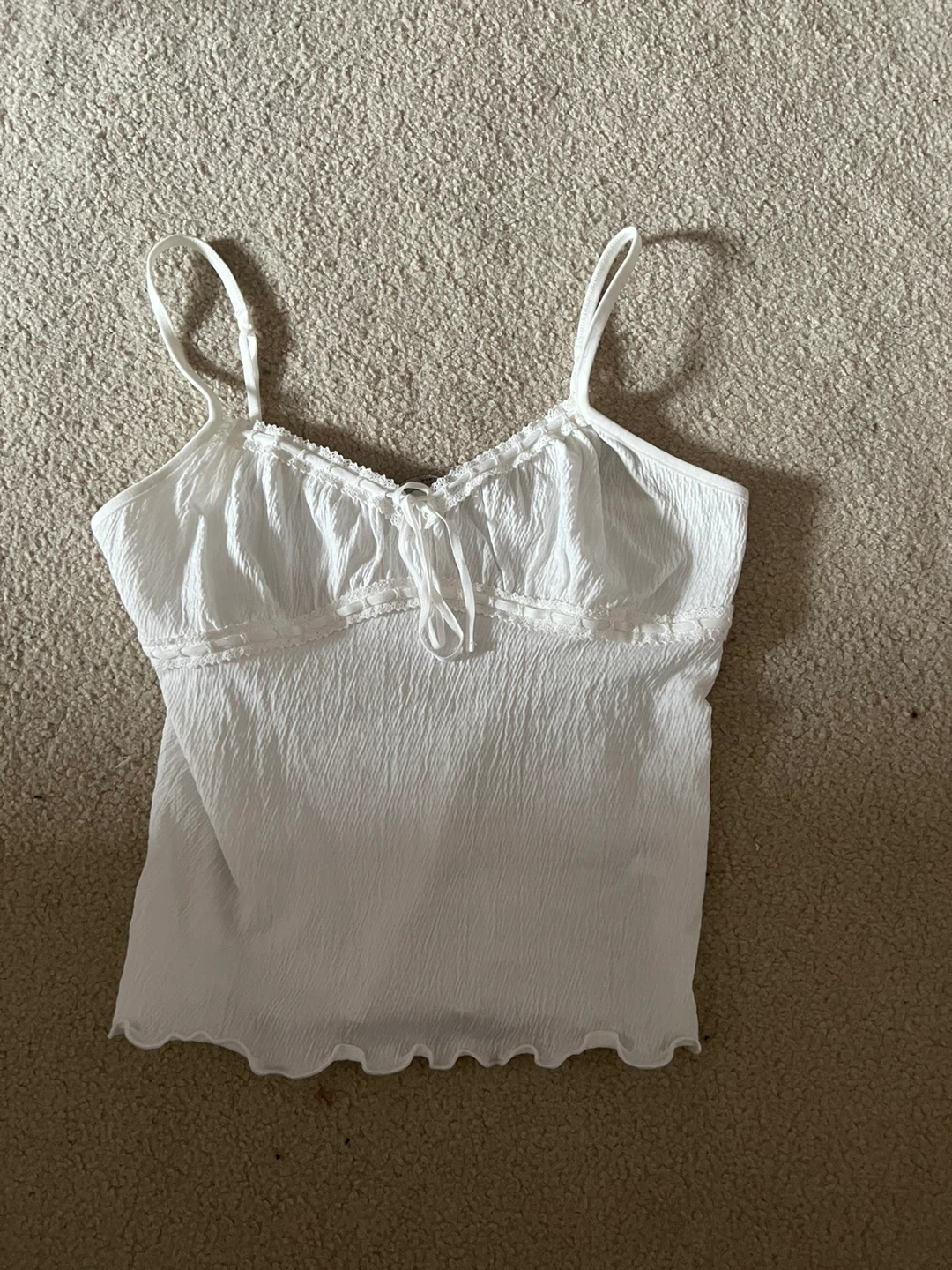 Brandy Melville White Smocked Cami Top