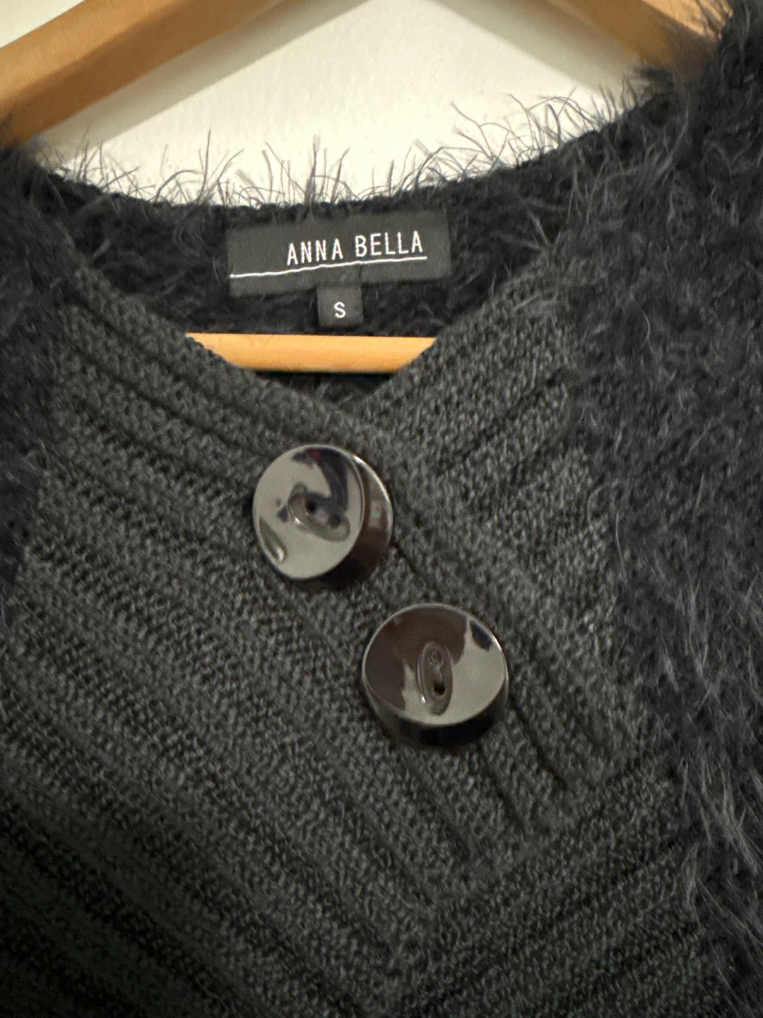 Anna Bella Women's Charcoal Grey Fuzzy Knit Vest Size S - photo 2