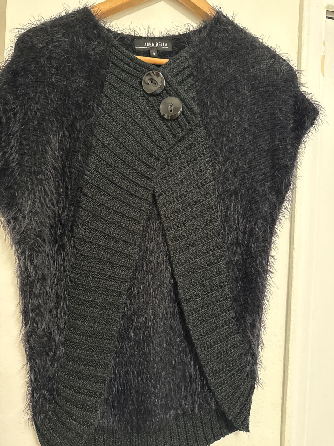 Anna Bella Women's Charcoal Grey Fuzzy Knit Vest Size S